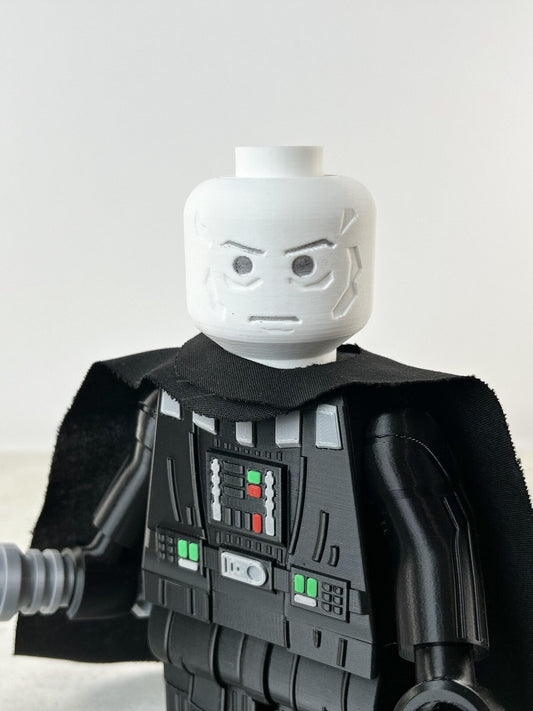 3D Printed. 9" Brick inspired Deluxe Darth Vader Figure With Cape