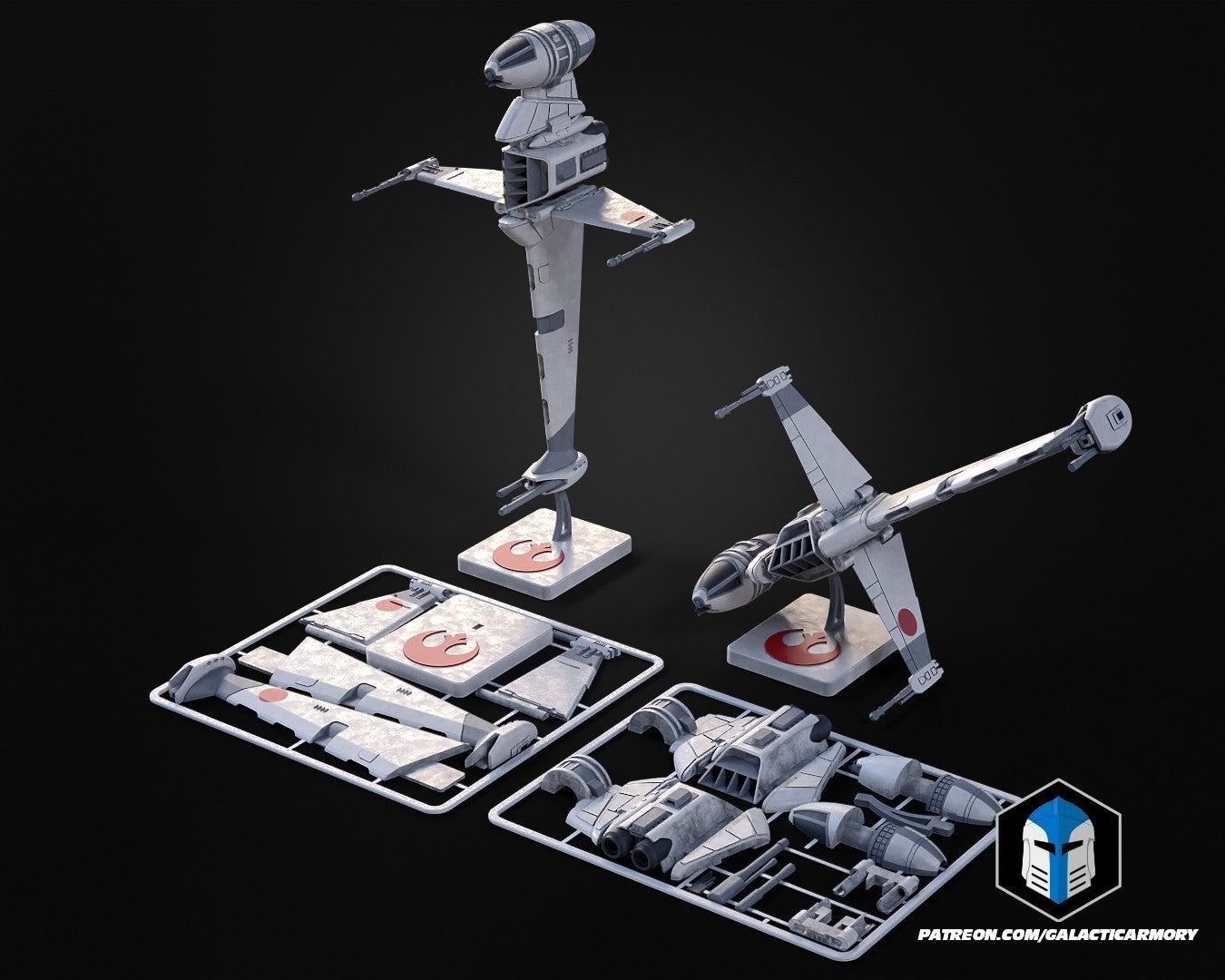 3d printed - STAR WARS B Wing - kit card - full colour print