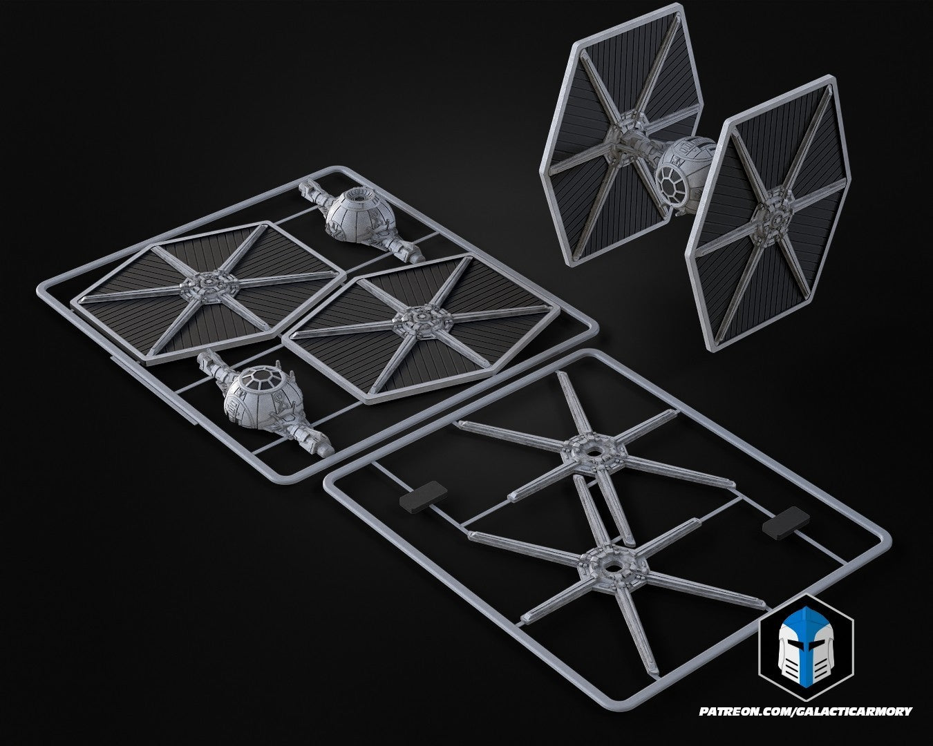 3d printed - STAR WARS Tie Fighter - kit card - full colour print
