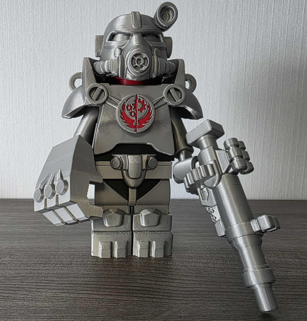 Fallout Knight Titus Figure 3D Printed. 9" Brick inspired