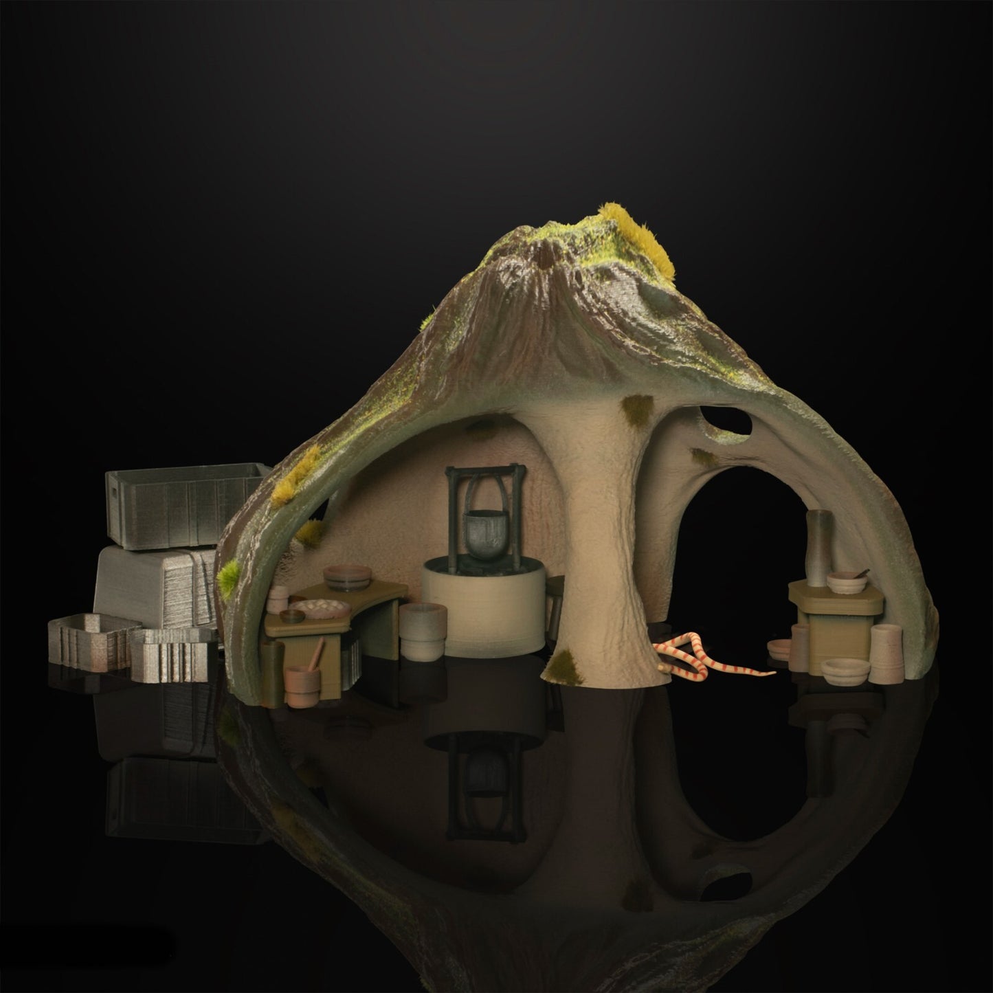 3D printed Yoda hut diorama for Star Wars black Series figures