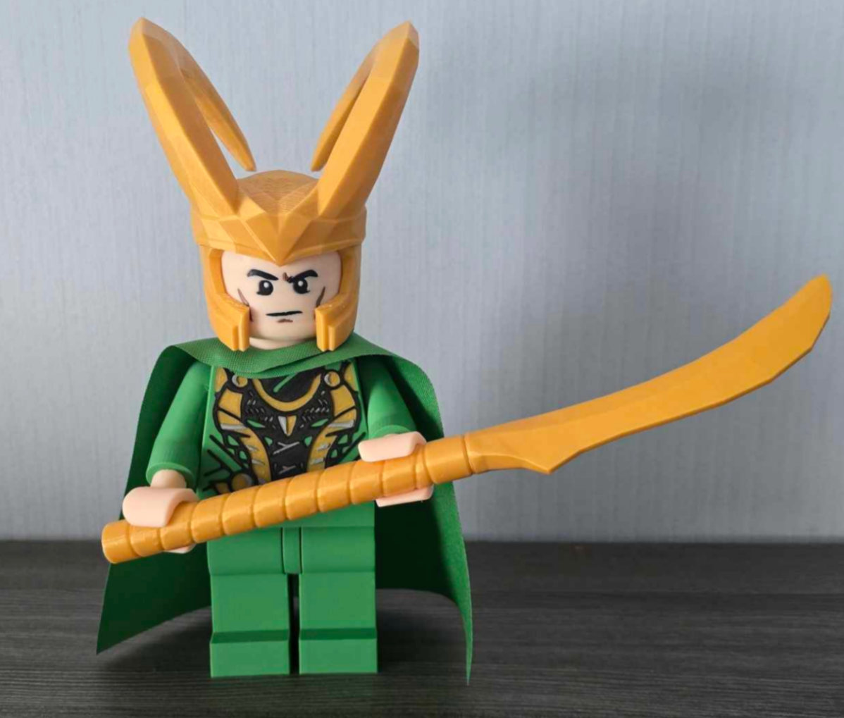 3D Printed. 9" Brick inspired Deluxe Loki Figure with Cape