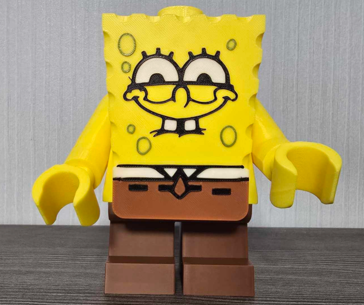 3D Printed. 9" brick inspired Deluxe Spongebob Figure