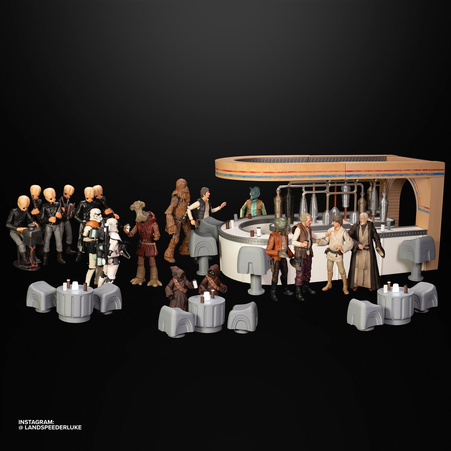 3D Printed Star Wars Cantina Diorama Bar 1/12 Black Series, Hot Toys & Vintage