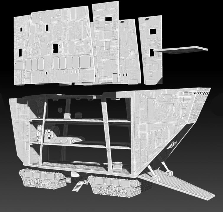 3D Printed 4FT Sandcrawler for 3.75" Scale Star Wars Figures