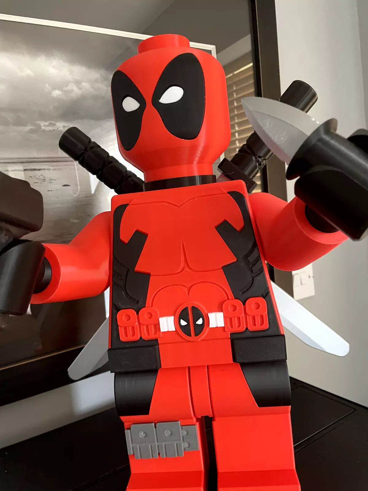 3D Printed. 9" Lego inspired Deluxe Deadpool Figure