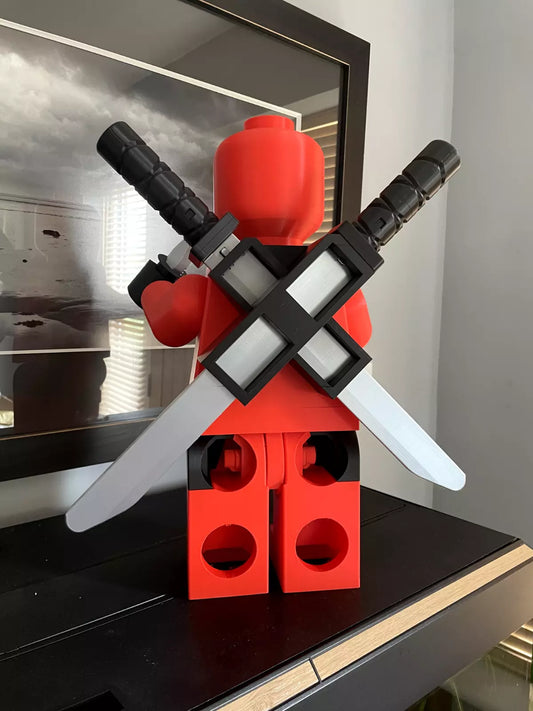 3D Printed. 18" Lego inspired Deluxe Deadpool Figure