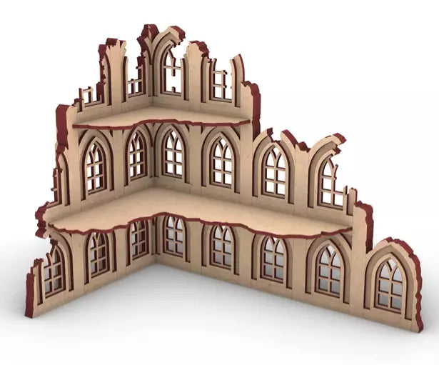 Wooden cathedral ruins for wargames terrain.