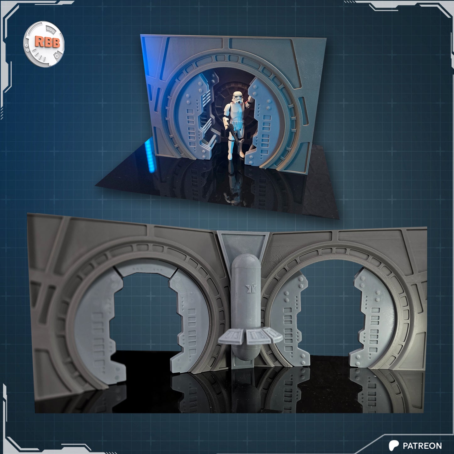 3D printed Tantive IV Service Corridor Diorama for Black Series Figures