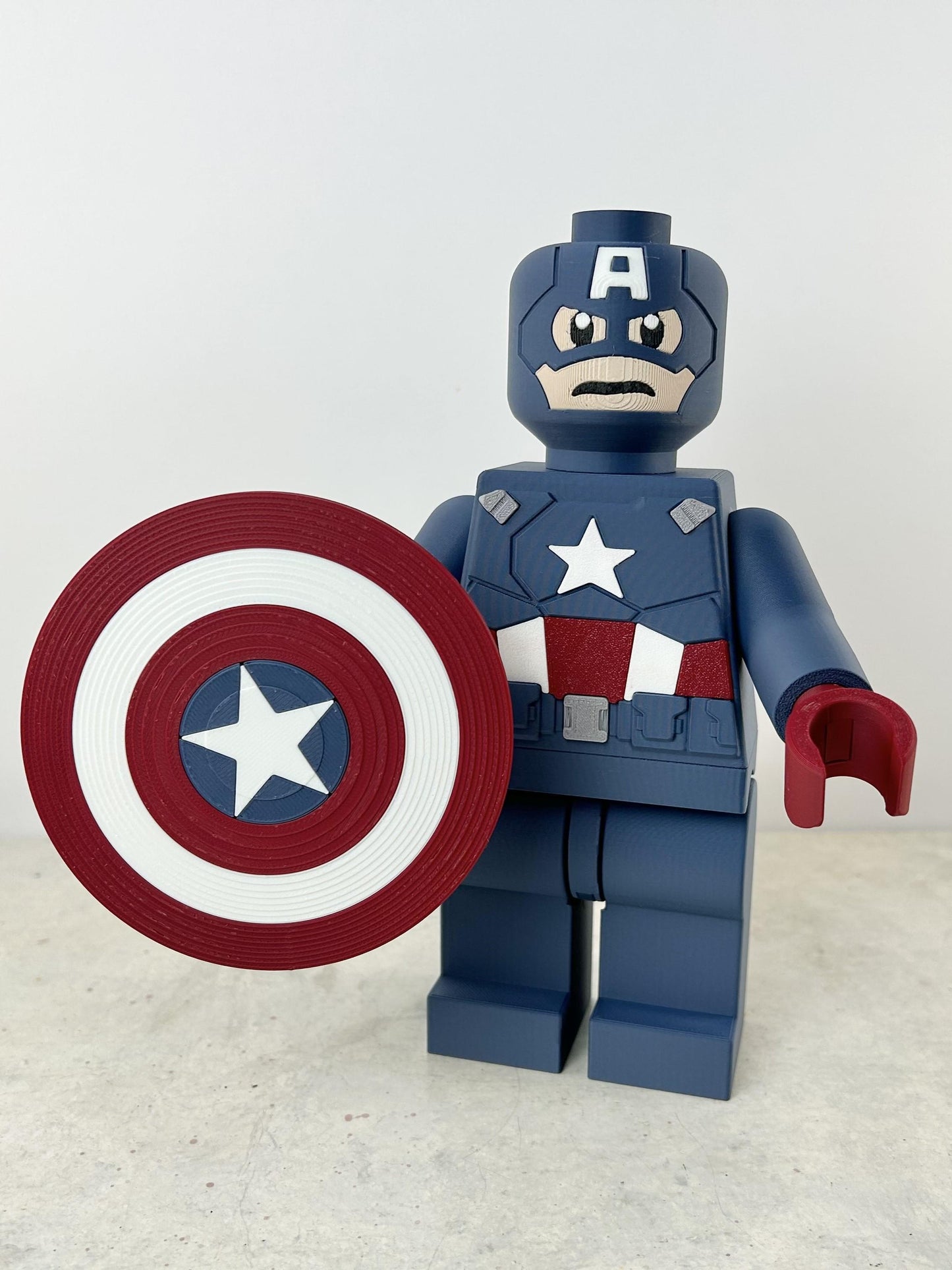 9" Lego inspired Deluxe Captain America With Shield and Hammer