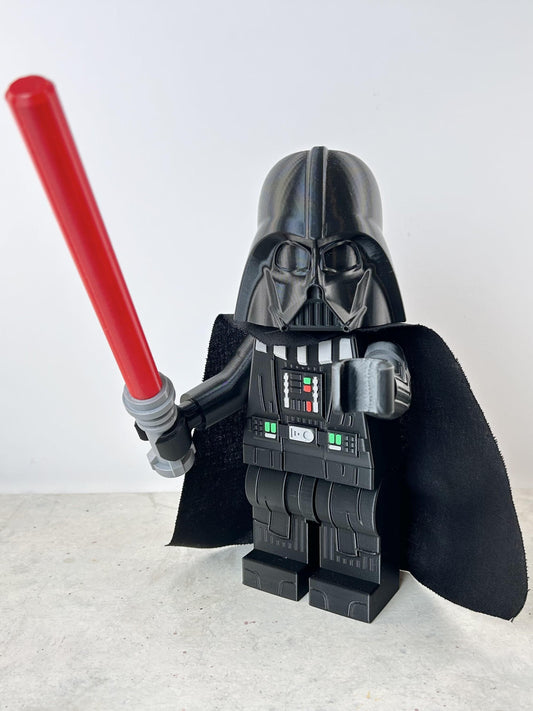 9" Lego inspired Deluxe Darth Vader Figure With Cape