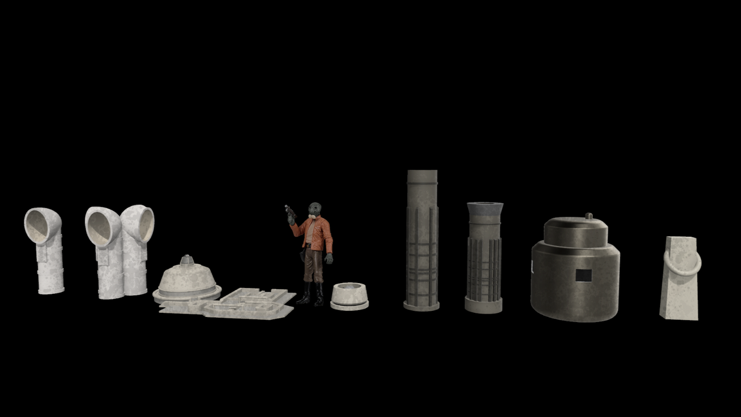 3D Printed Tatooine Style Parts for 3.75" & 6" Star Wars Figures