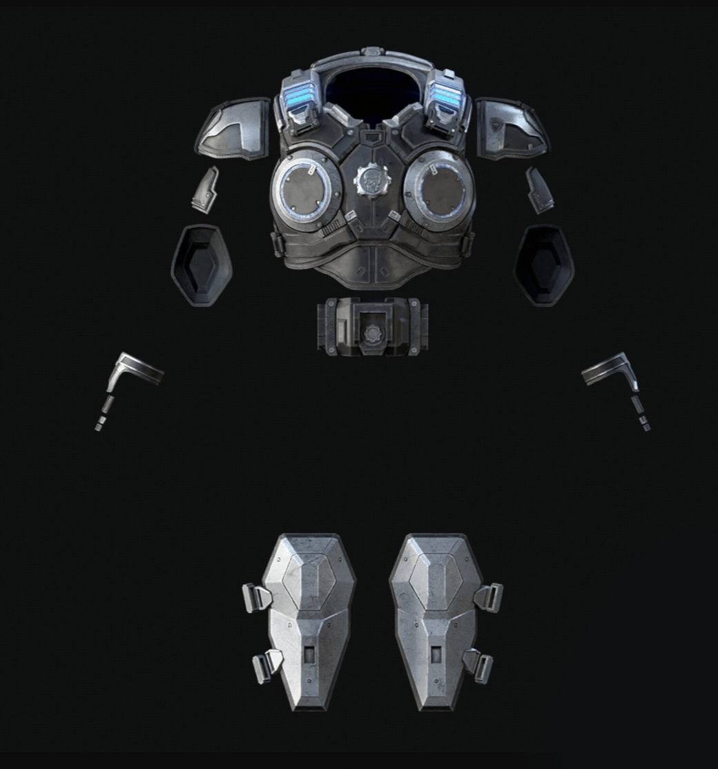 Gears of War, Marcus Fenix's, COG Inspired 3D Printed Raw, unpainted Armour