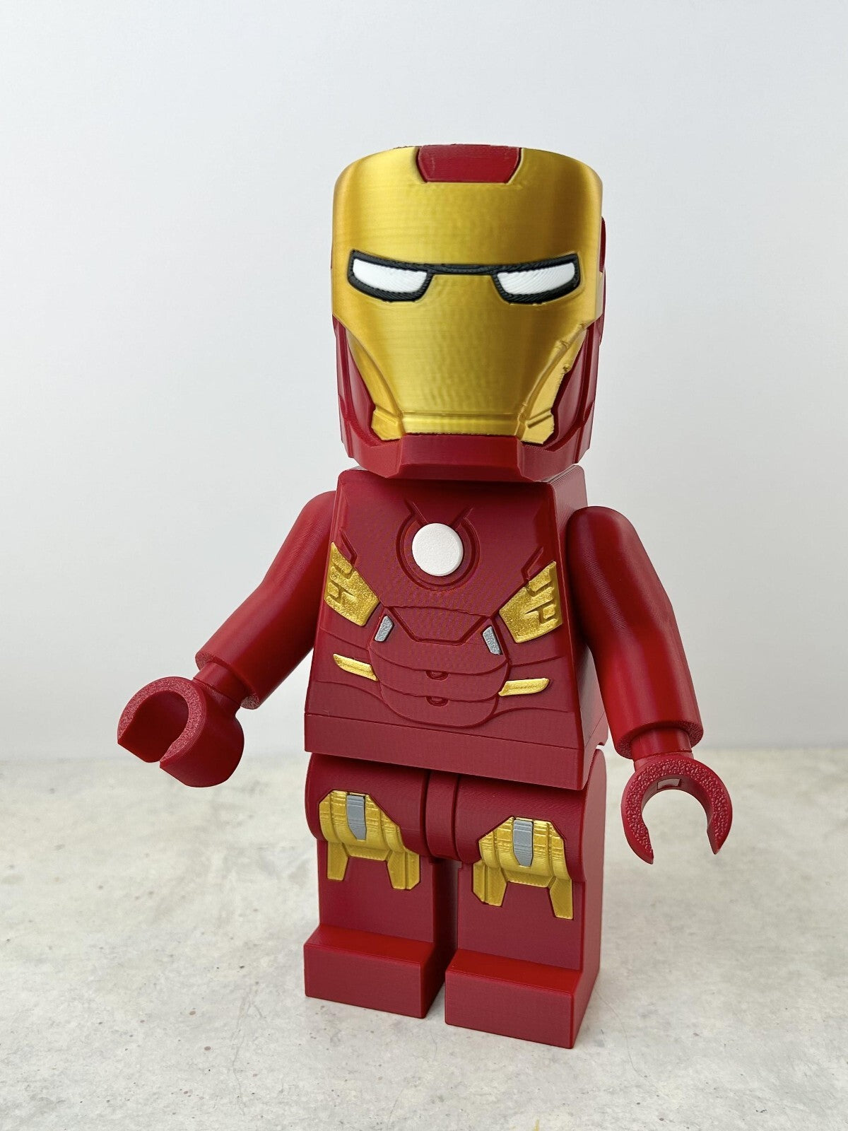 3D Printed. 9" brick inspired Deluxe Iorn Man Figure