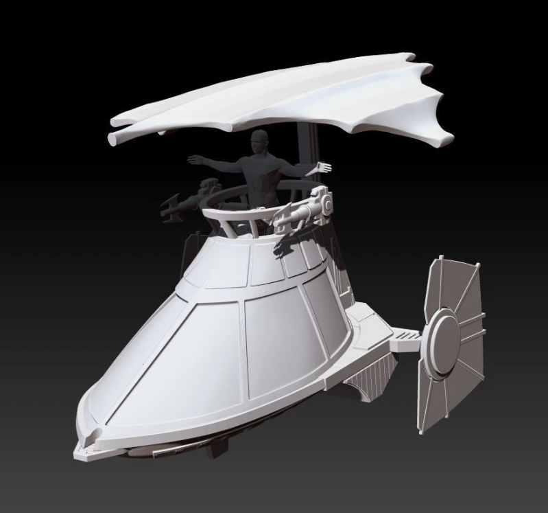 3D Printed Mini Rig Skiff For 3.75 in (1:18) Figure