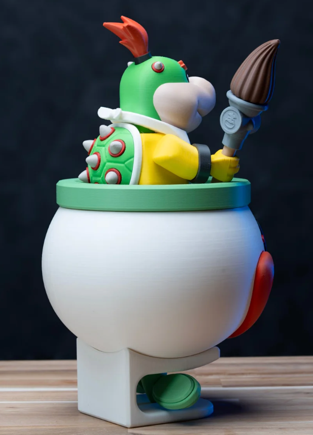 Mario Bowser junior and clown car 3d printed figures.