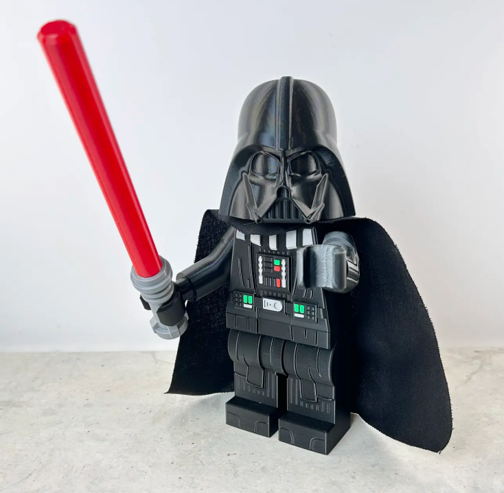 3D Printed. 9" Brick inspired Deluxe Darth Vader Figure With Cape