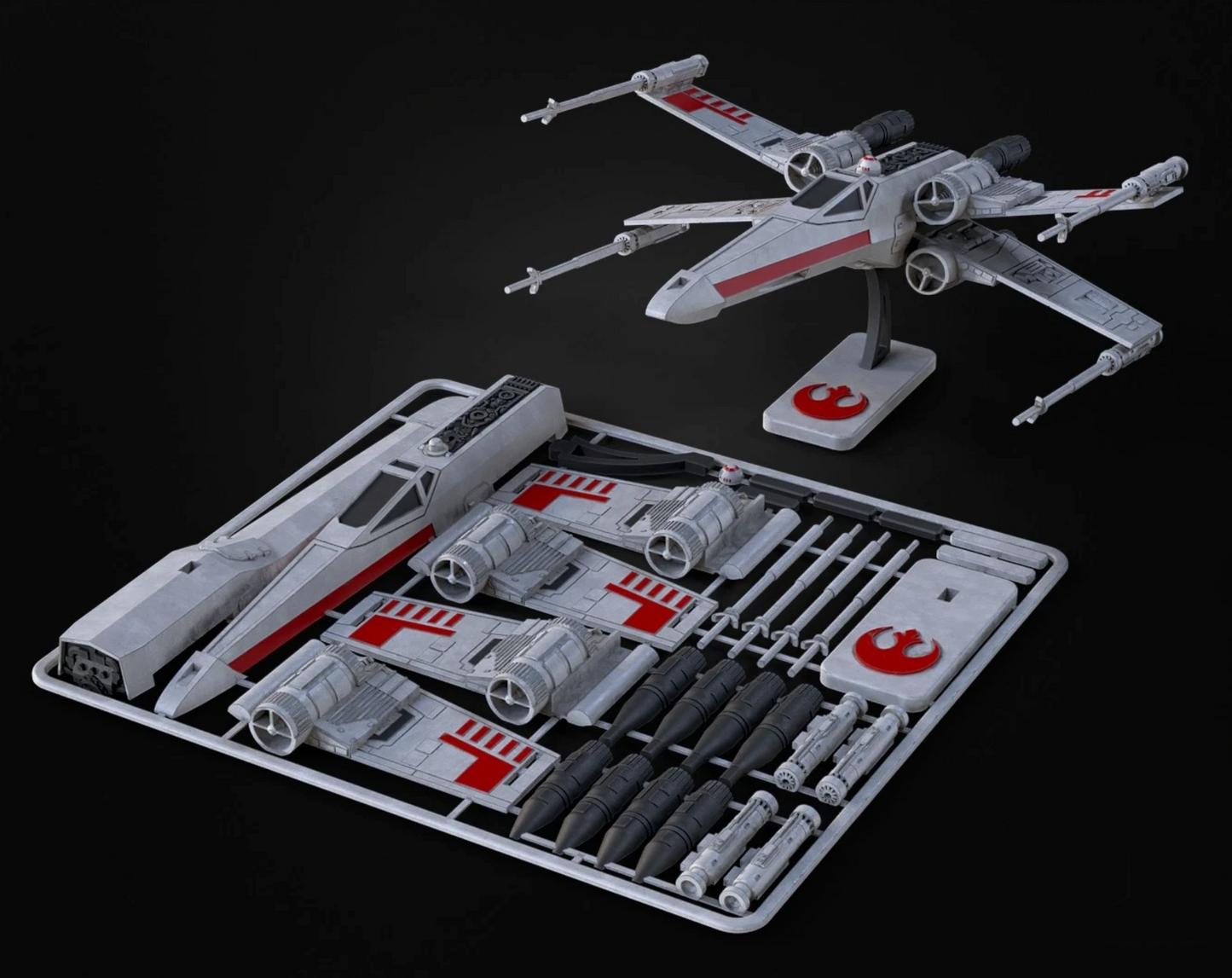 STAR WARS 3d printed X WING - kit card - full colour print