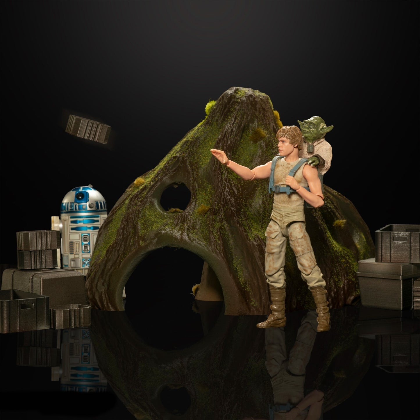 3D printed Yoda hut  diorama for Star Wars 3.75" Vintage Figures Finished