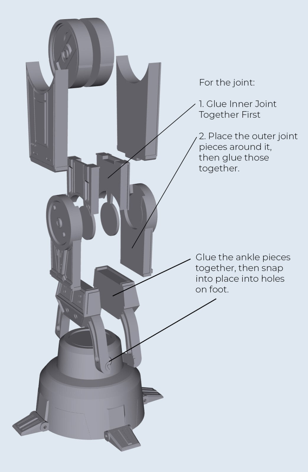 3D Printed AT-AT leg prop x2 for Black Series scale dioramas
