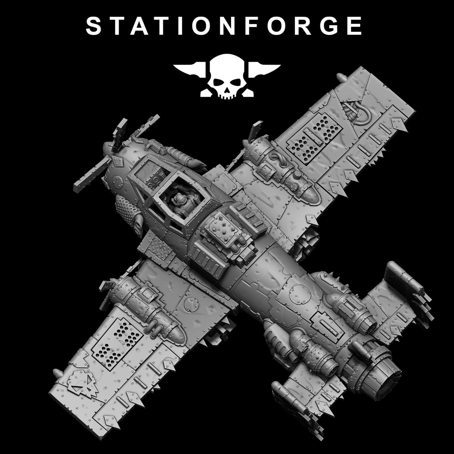 The Orkaz plane and crew from Station Forge 32mm