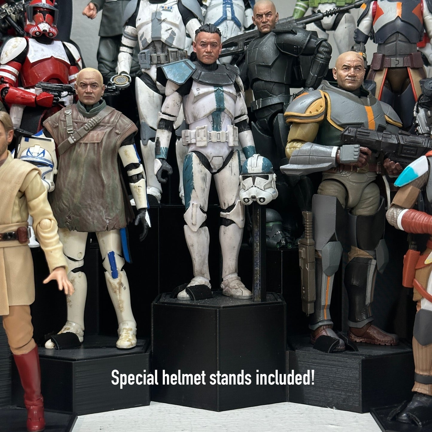 Star Wars 3D Printed Hexagon Display Stand system – 6"  black series Figures
