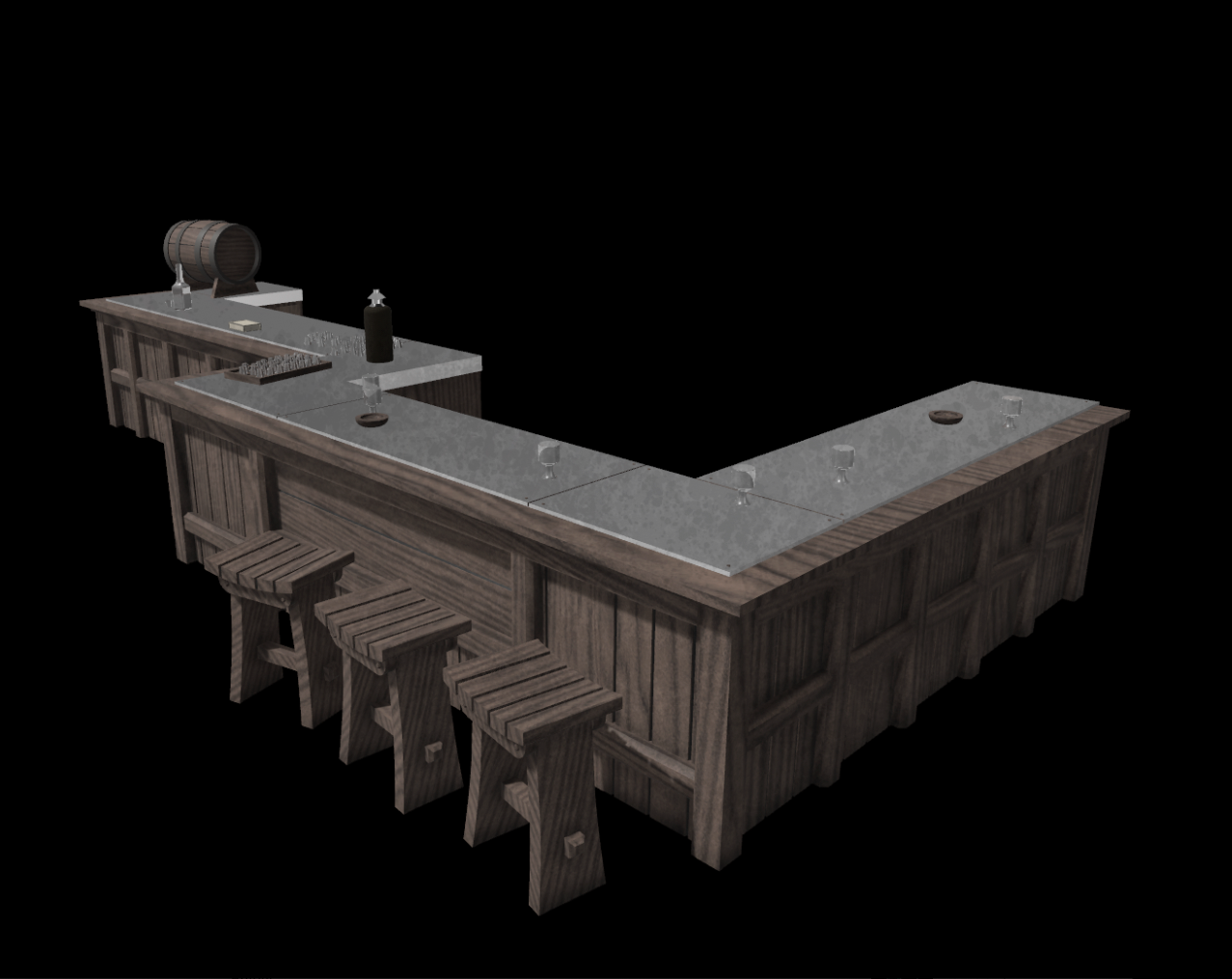 3D Printed Marion's Bar (The Raven) Diorama For 3.75 in & 6" Figures