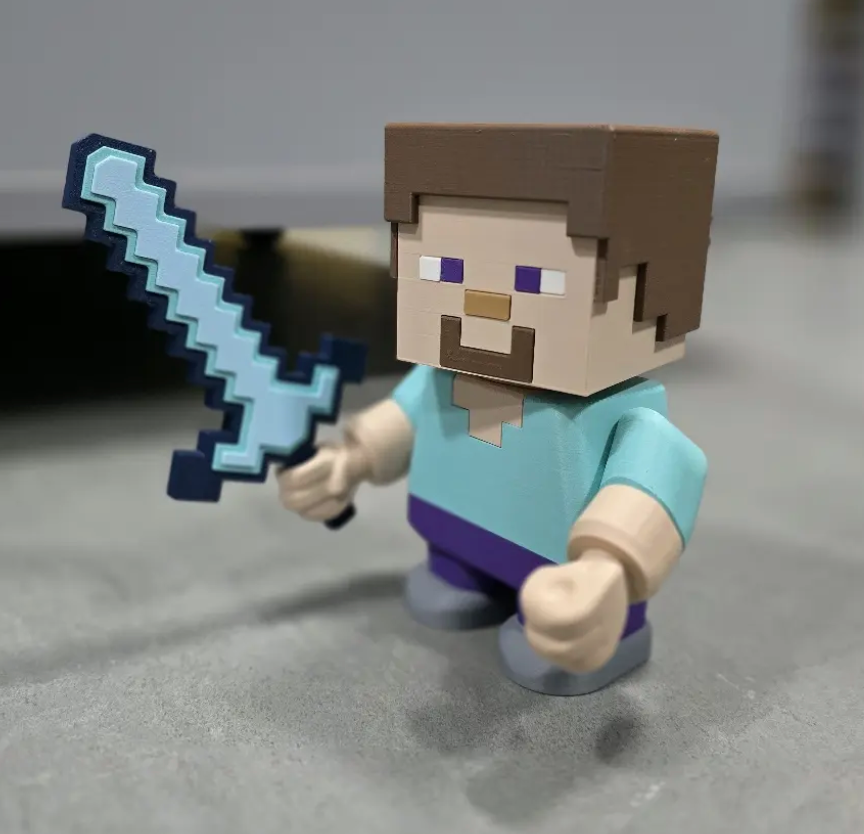 Minecraft 3D printed Steve figure, Minecraft movie