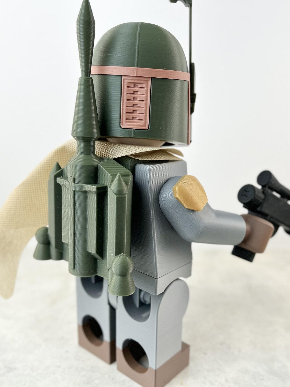 3D Printed. 18" Lego inspired Deluxe Boba Fett Figure With Cape