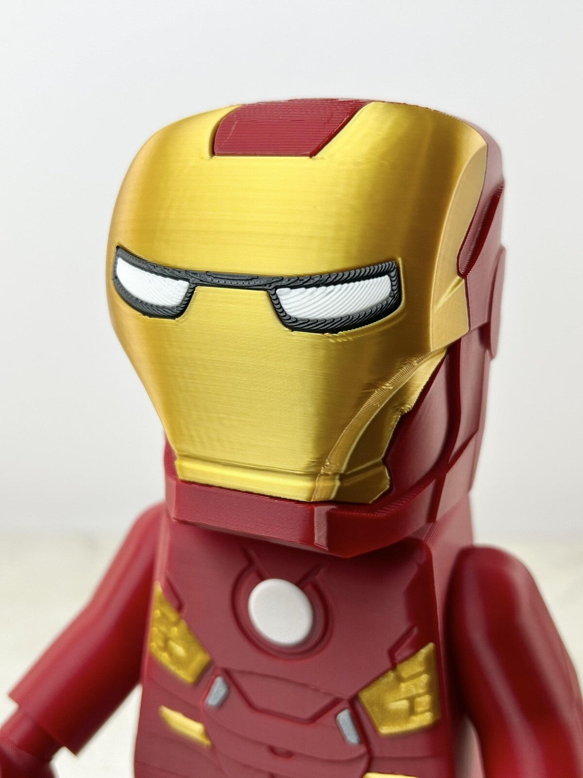 3D Printed. 9" brick inspired Deluxe Iorn Man Figure