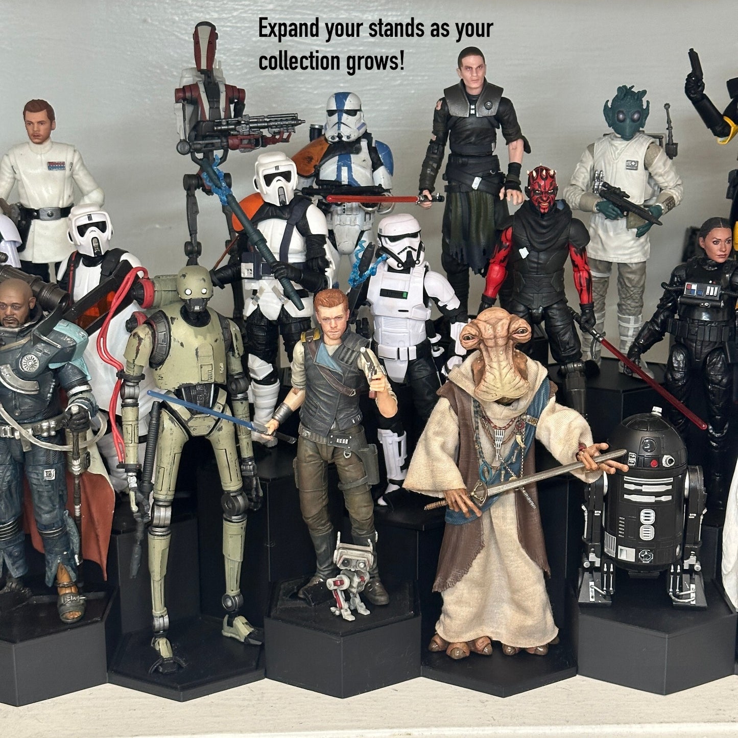 Star Wars 3D Printed Hexagon Display Stand system – 6"  black series Figures