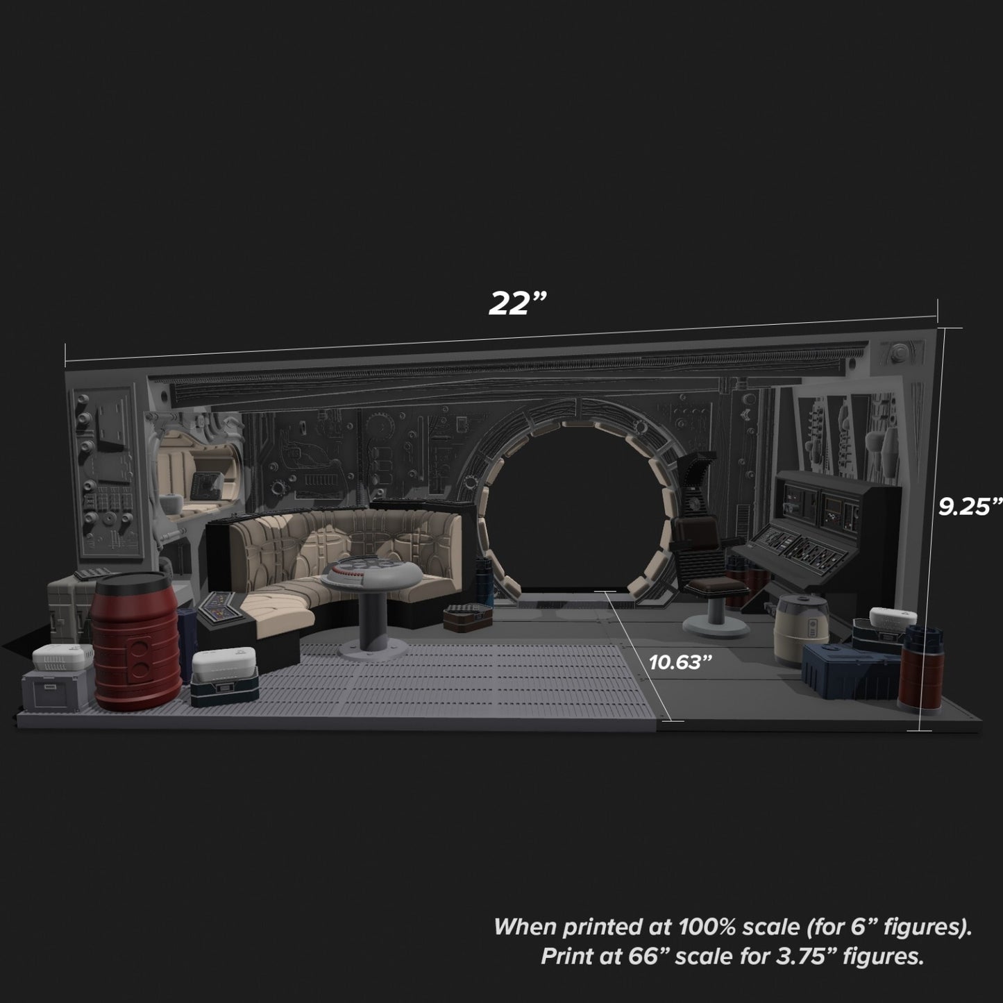 Star Wars 3D Printed Millennium Falcon Interior Diorama for 6" figures