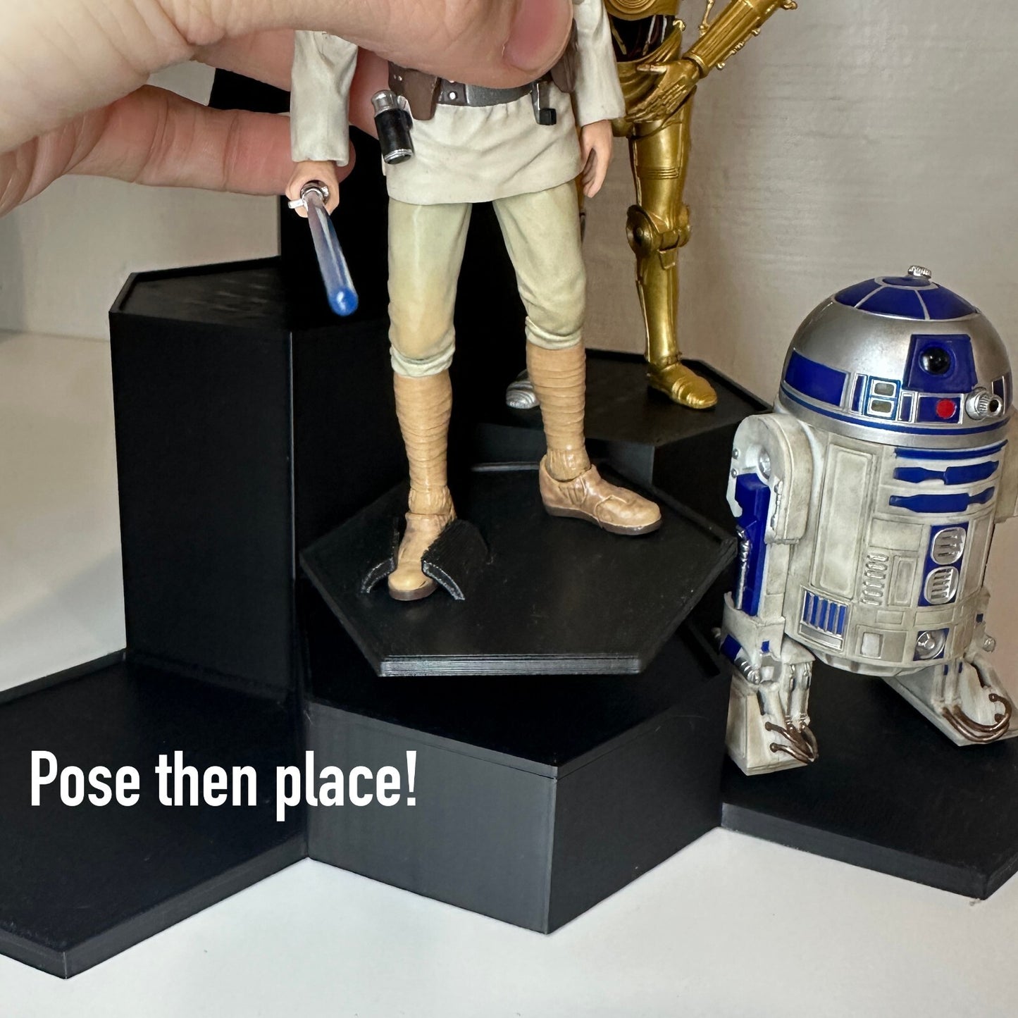 Star Wars 3D Printed Hexagon Display Stand system – 6"  black series Figures