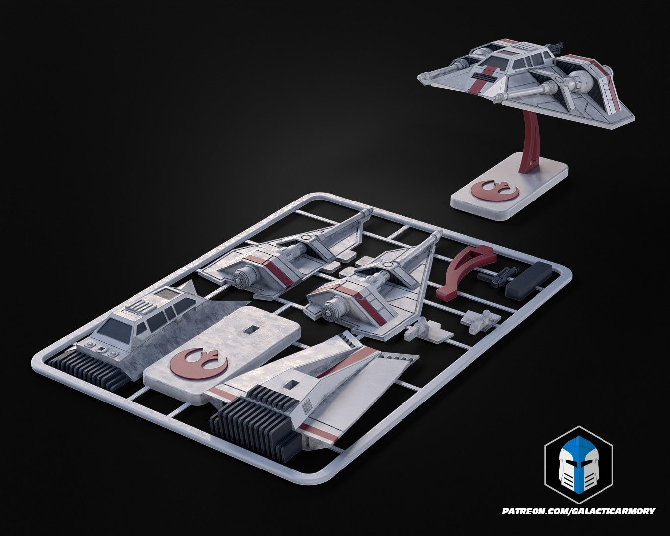 3d printed - STAR WARS  Snowspeeder- kit card - full colour print