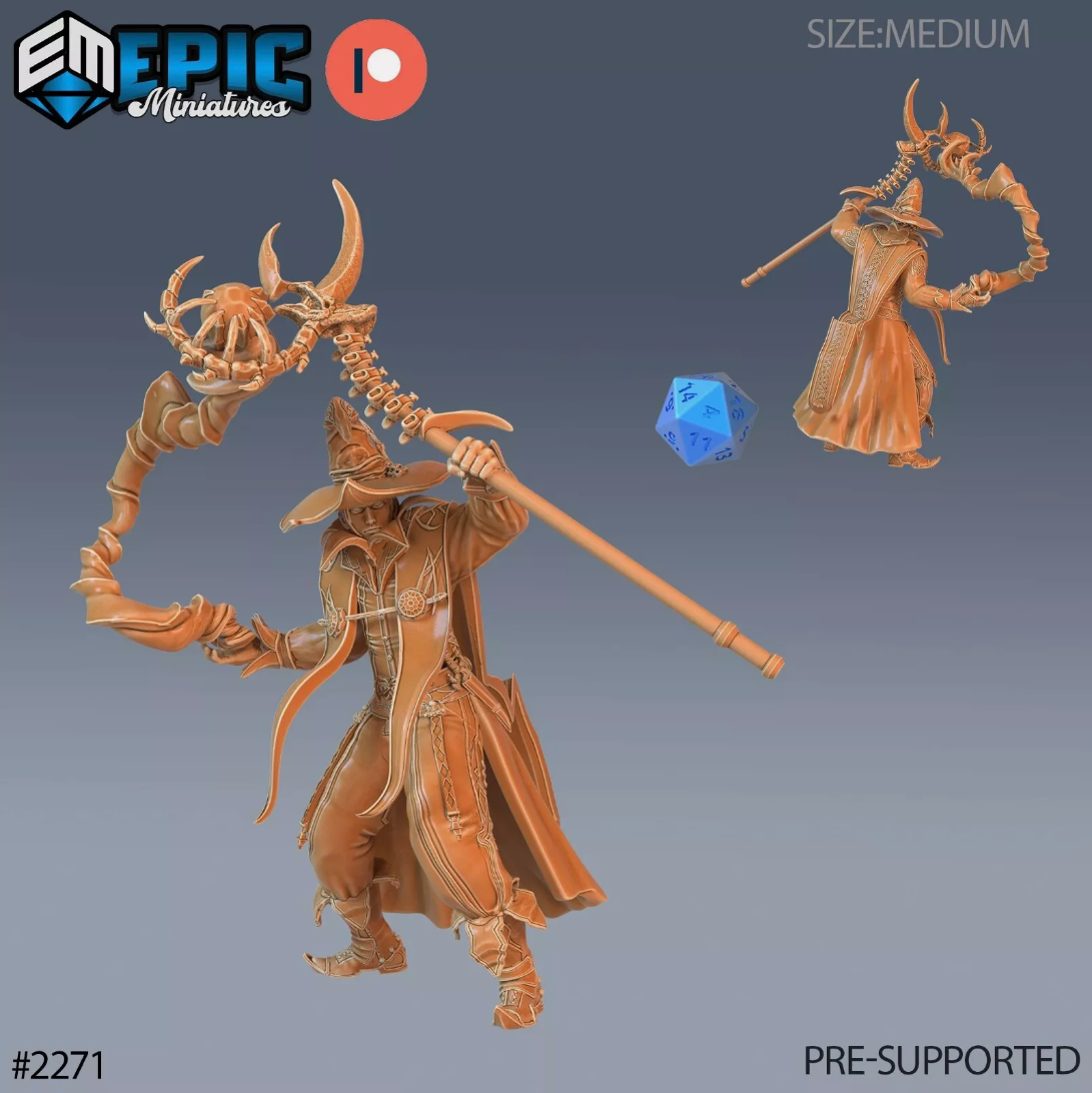 Dark Magician Dungeons and Dragons Wizard Miniature D&D, Fantasy 28mm