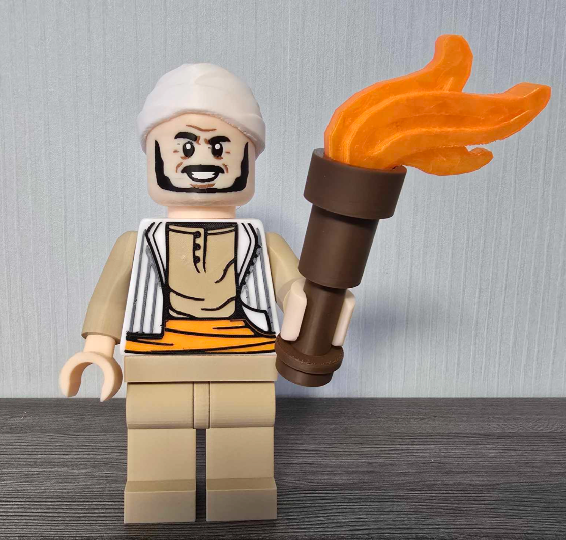 3D Printed. 9" brick inspired Indiana Jones Sallah Figure