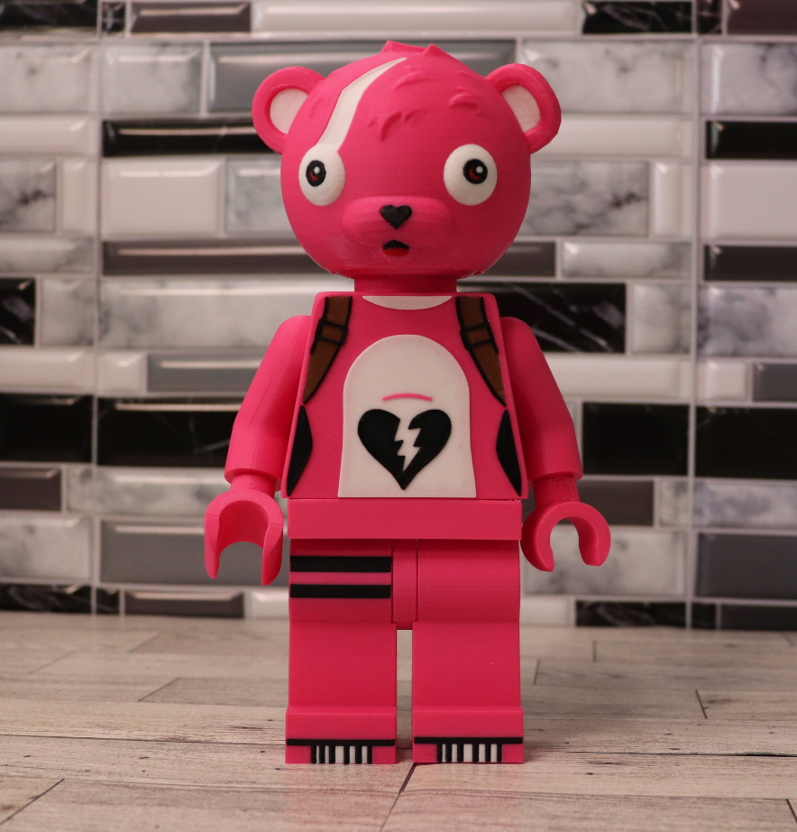 3D Printed. 9" brick inspired Deluxe Fortnite Cuddle Team Leader Figure