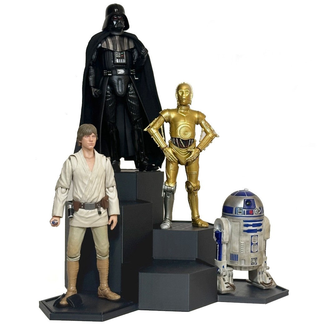 Star Wars 3D Printed Hexagon Display Stand system – 6"  black series Figures