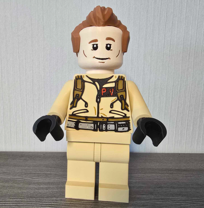 3D Printed. 9" brick inspired Deluxe Ghostbusters Peter Venkman figure