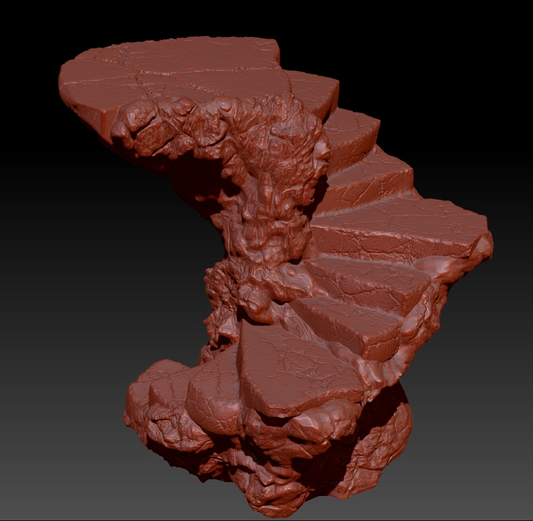 3D Printed Star Wars Spiral ruin staircase. Battle scene 3.75" Scale