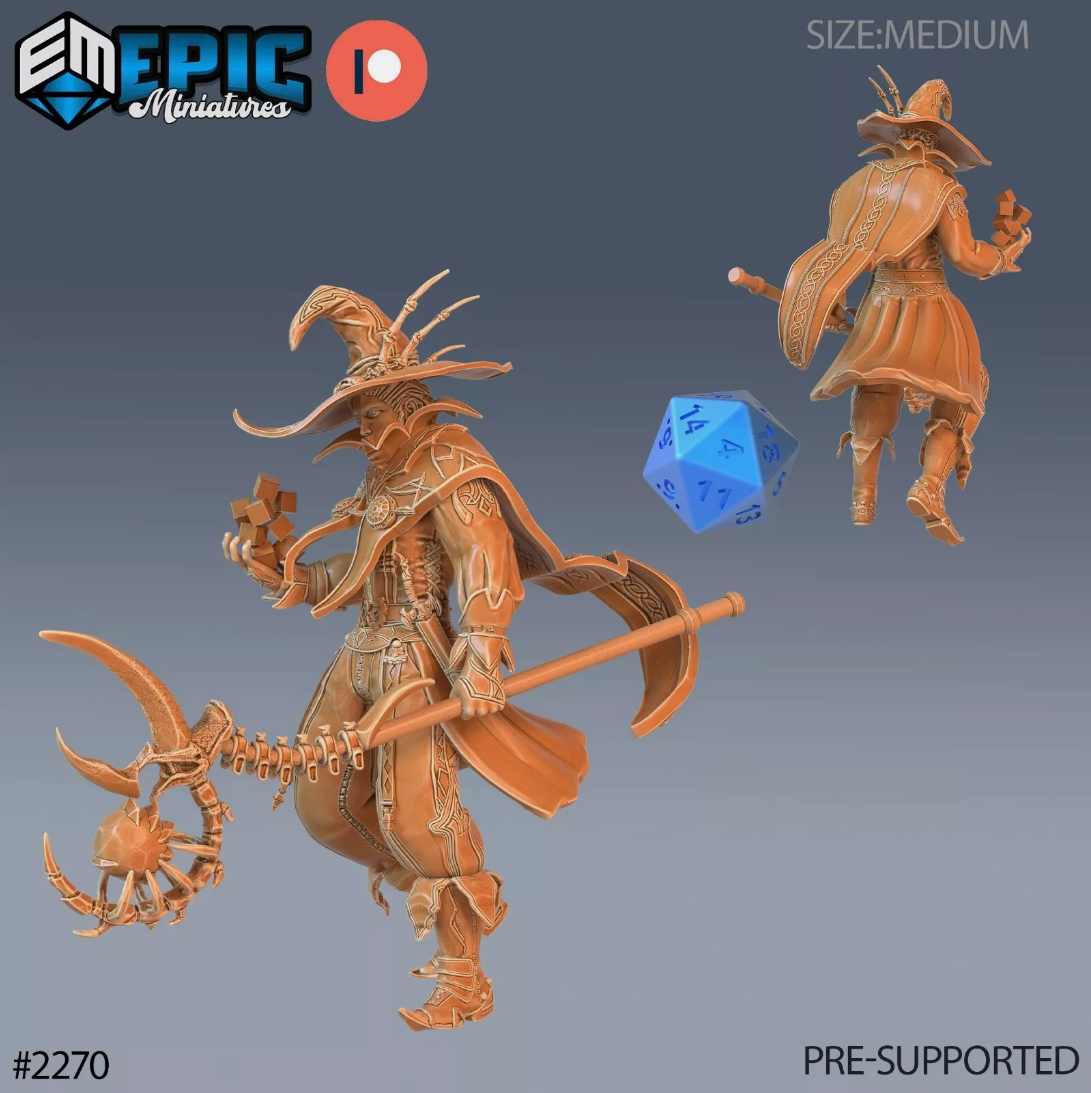 Dark Magician Dungeons and Dragons Wizard Miniature D&D, Fantasy 28mm