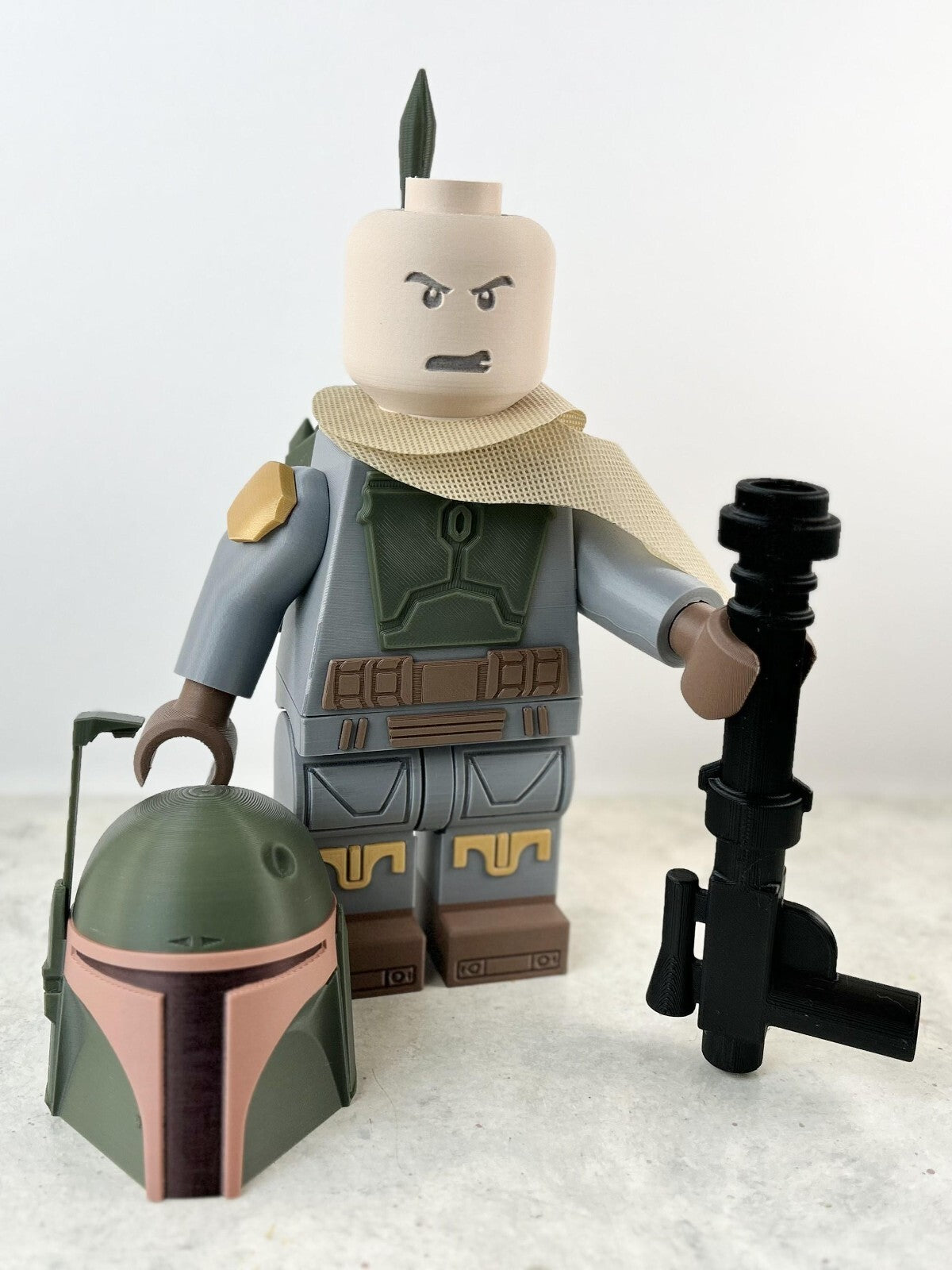 3D Printed. 9" Brick inspired Deluxe Boba Fett Figure With Cape