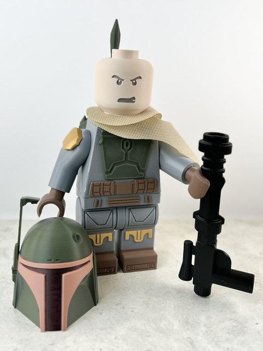 3D Printed. 9" Brick inspired Deluxe Boba Fett Figure With Cape