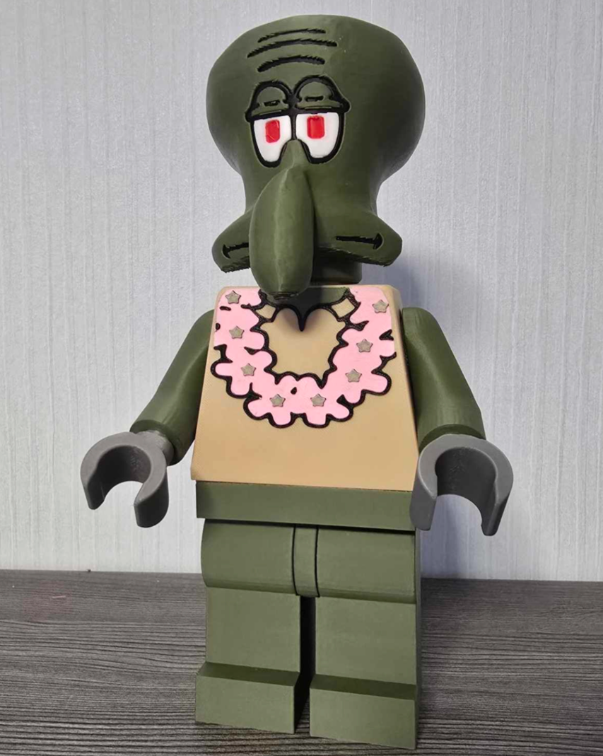 3D Printed. 9" brick inspired Deluxe Spongebob Squidward Figure