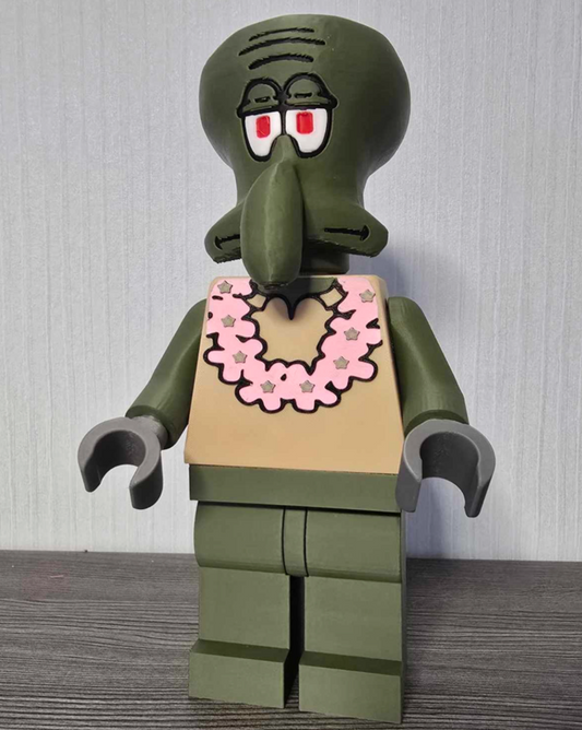 3D Printed. 9" brick inspired Deluxe Spongebob Squidward Figure
