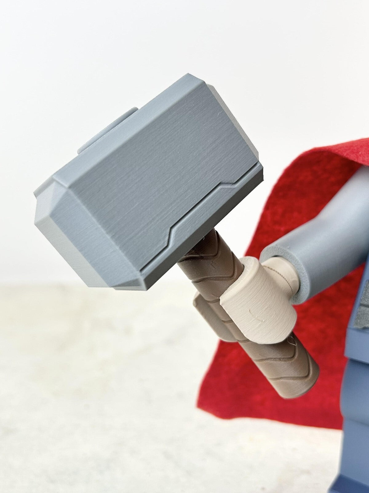 3D Printed. 9" Brick inspired Deluxe Thor Figure with Cape and 2 weapons
