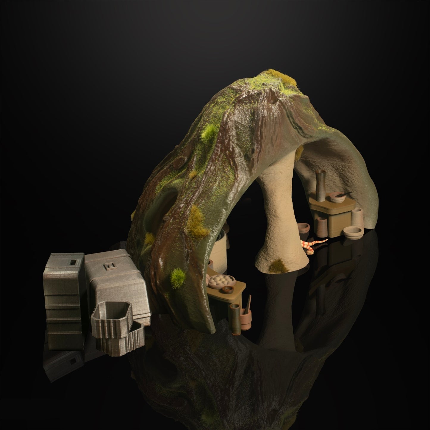 Star Wars 3D Printed Yoda Hut Diorama – 3.75" Vintage Figures – Handcrafted