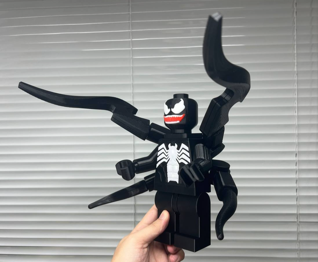 3D Printed. 9" Brick inspired Venom spiderman Figure with extra apendages
