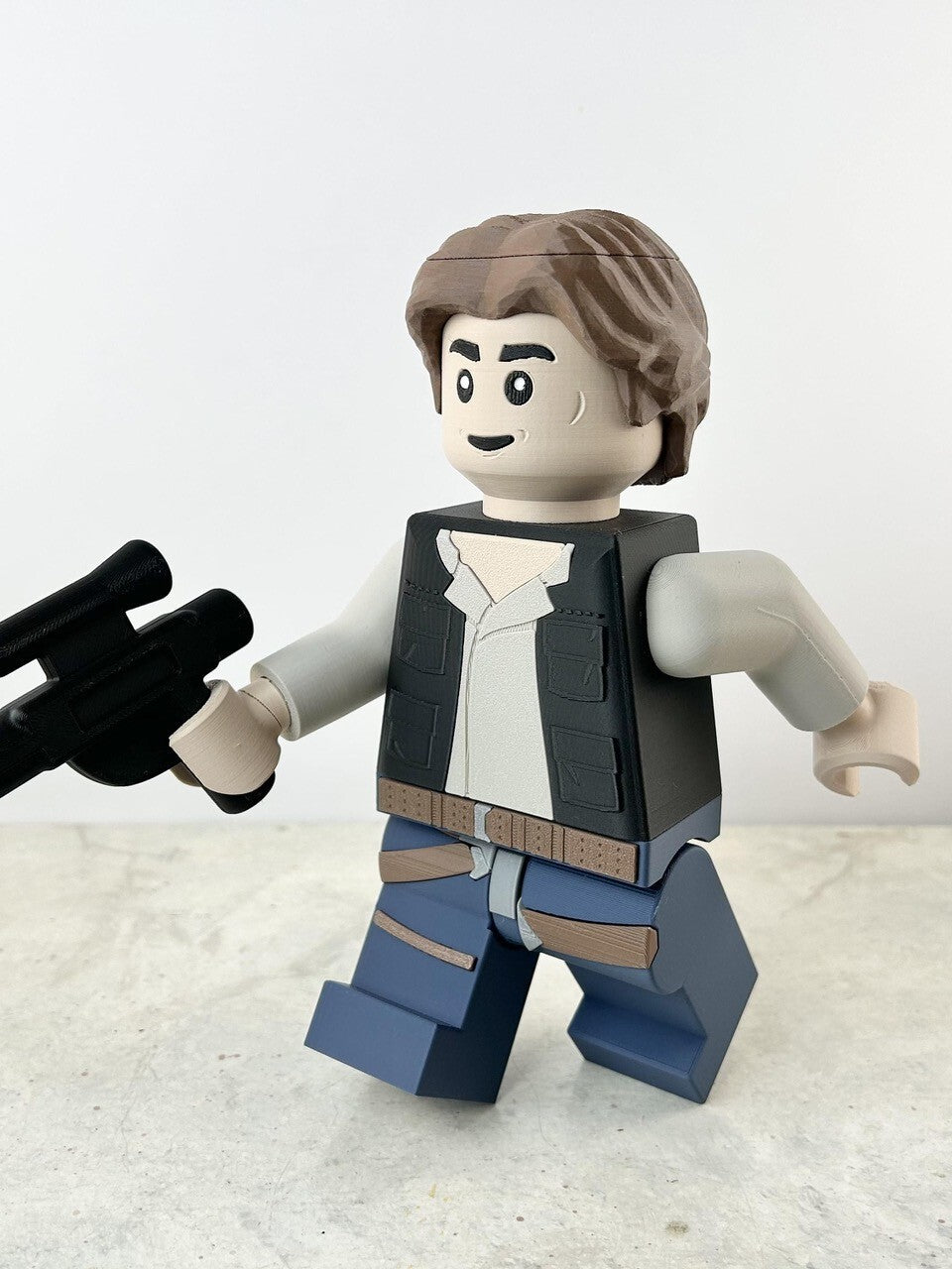 3D Printed. 9" Brick Inspired Han Solo Figure