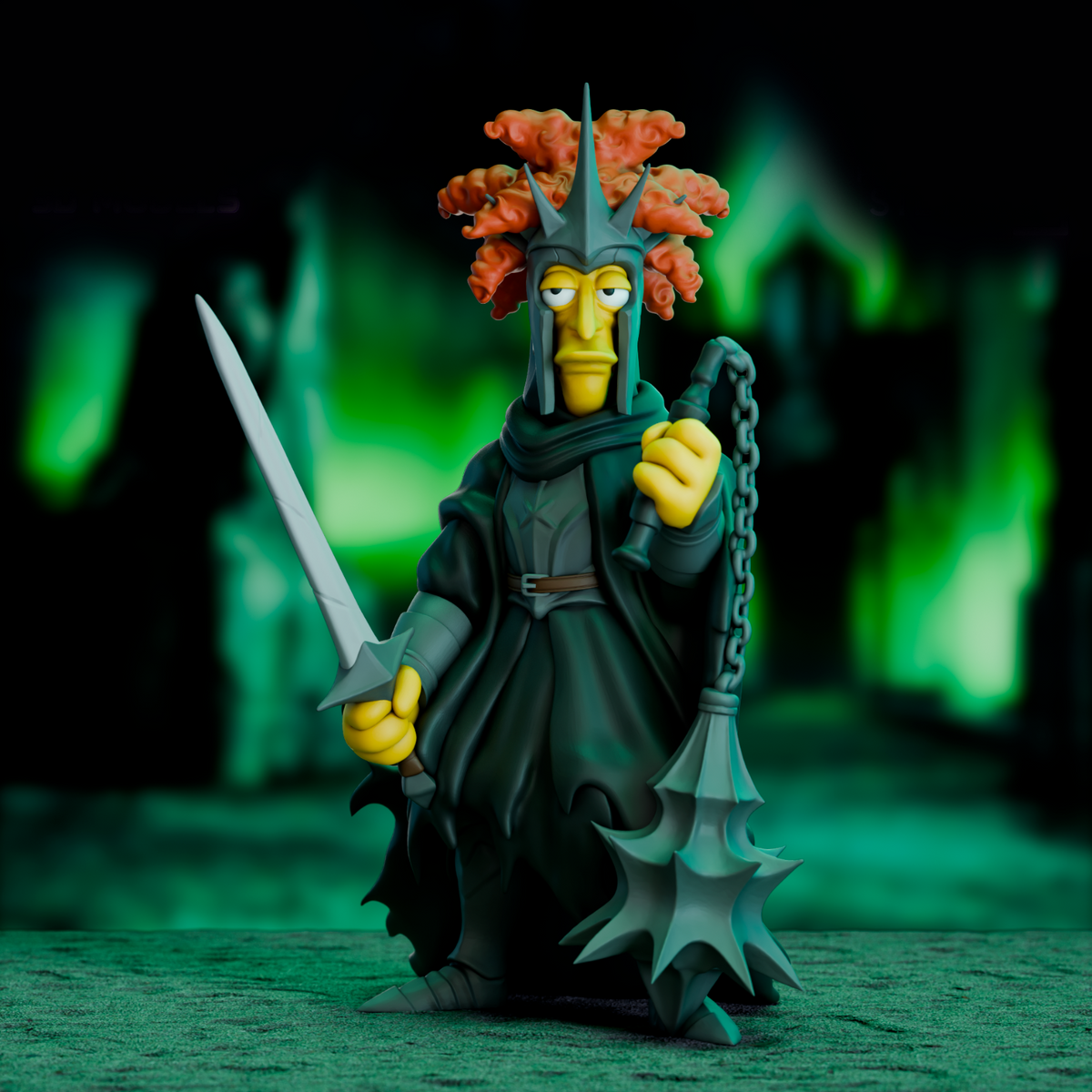 Sideshow from the Simpsons Witch king 3D Printed mashup figure 6" LOTR